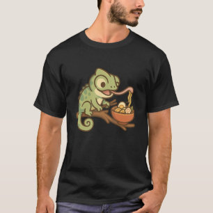 Kawaii kameleon eten Ramen - Grappig Oerwoud T-shirt
