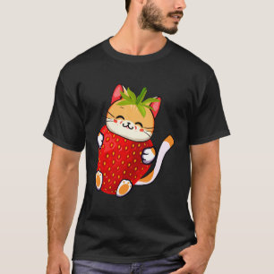 Kawaii Kat Aardbei Melk Japans Anime T-shirt