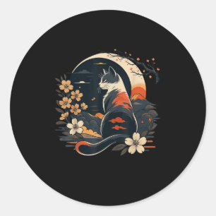 Kawaii kat anime Japanse grappige kunst mannen vro Ronde Sticker