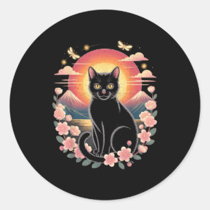 Kawaii kat anime Japanse retro mannen vrouwen kind Ronde Sticker