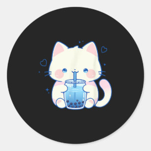 Kawaii kat boba Japanse schattige esthetische anim Ronde Sticker