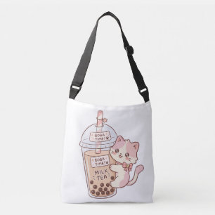 Kawaii kat die knuffelende bubble melkthee Mooie Crossbody Tas