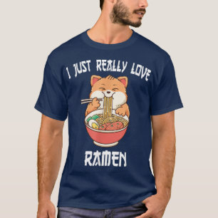 Kawaii kat eet ramen Japanse Anime Noodles T-shirt