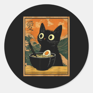 Kawaii kat eet Ramen Noedels Funny Anime Geschenk  Ronde Sticker
