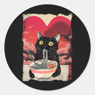 Kawaii kat eet Ramen Noedels Ramen Is Mijn Valent Ronde Sticker