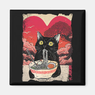 Kawaii kat eten Ramen noedels Ramen is mijn valent Magneet