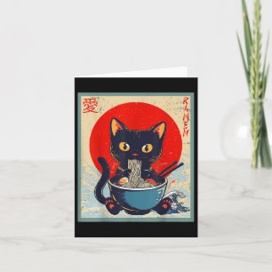 Kawaii Kat Eten Ramen Noodles Grappige Anime Meisj Kaart