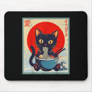 Kawaii Kat Eten Ramen Noodles Grappige Anime Meisj Muismat