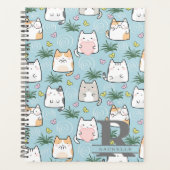 Kawaii Kat in een Hemelsblauwe Achtergrond Planner (Voorkant)