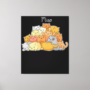 Kawaii Kat Japanse Anime Cute Lovers and Cosplay Canvas Afdruk