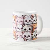 Kawaii kat katje kitten huisdier gezicht doodle pr extra grote beker (Voorkant rechts)