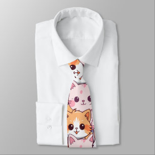 Kawaii kat katje kitten huisdier gezicht doodle pr stropdas