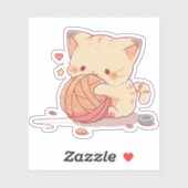 Kawaii Kat Liefde Wollen Bal Sticker (Vel)
