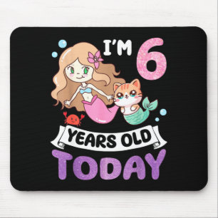 Kawaii kat meermin ik ben 6 jaar 6de verjaardag muismat
