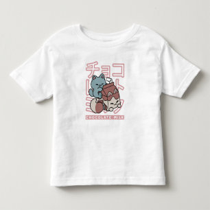 Kawaii Kat met Chocolademelk – Japanse Pop Art Kinder Shirts