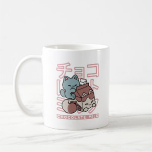Kawaii Kat met Chocolademelk – Japanse Pop Art Koffiemok