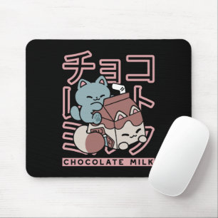 Kawaii Kat met Chocolademelk – Japanse Pop Art Muismat