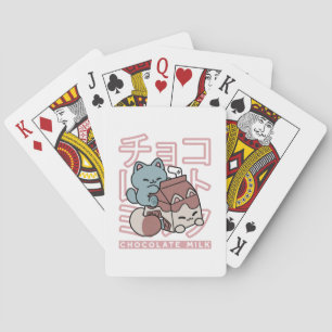 Kawaii Kat met Chocolademelk – Japanse Pop Art Pokerkaarten