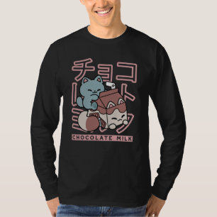 Kawaii Kat met Chocolademelk – Japanse Pop Art T-shirt
