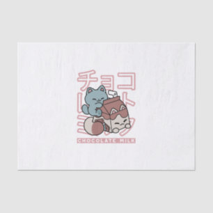 Kawaii Kat met Chocolademelk – Japanse Pop Art  Tissuepapier