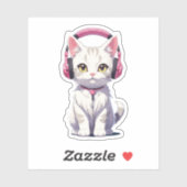 Kawaii Kat met Hoofdtelefoon Sticker (Vel)