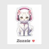 Kawaii kat met koptelefoon sticker (Vel)