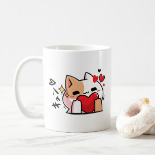 Kawaii kat met liefde schattige anime koffiemok