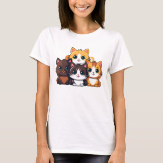 Kawaii Kat Pak – Cute Cartoon Katten Dames T-Shirt