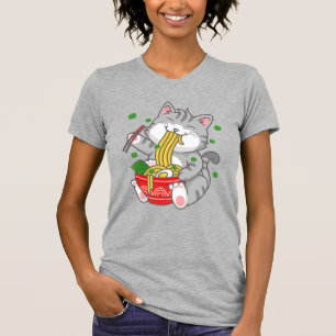 Kawaii kat ramen noedel grappige huisdier kat t-shirt