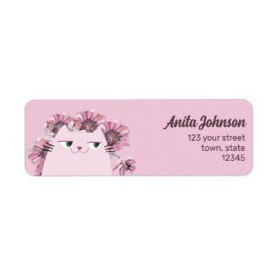 Kawaii kat Schattige roze retour adreslabel Etiket