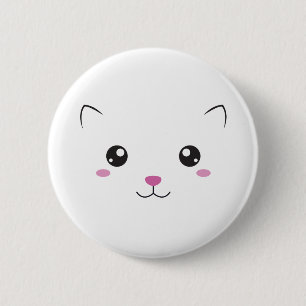 Kawaii kattegezicht ronde button 5,7 cm