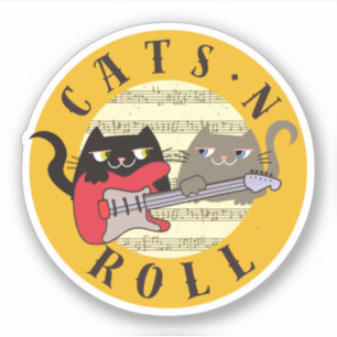 Kawaii Katten en Rock Muziek Sticker