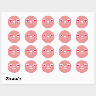 Kawaii kattengezicht - roze wit ronde sticker