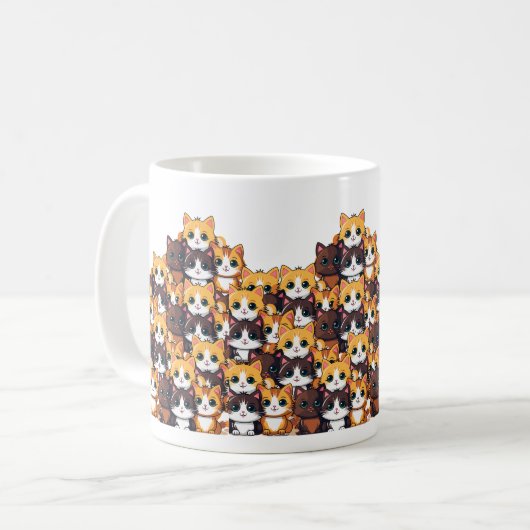 Kawaii kattenpatroon in zachte kleuren Mok (Voorkant links)
