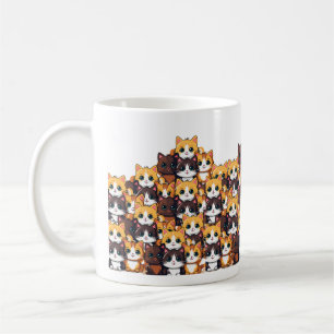 Kawaii kattenpatroon in zachte kleuren Mok
