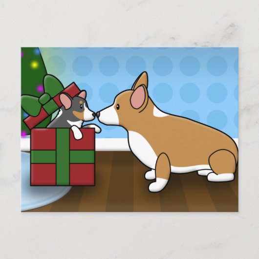 Kawaii Kerst Corgi Puppy Gift Feestdagenkaart (Voorkant)