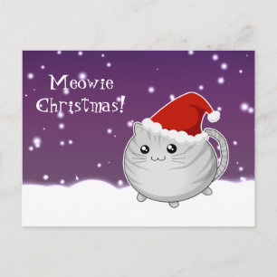 Kawaii kerst grijs tabby kitty kat feestdagenkaart