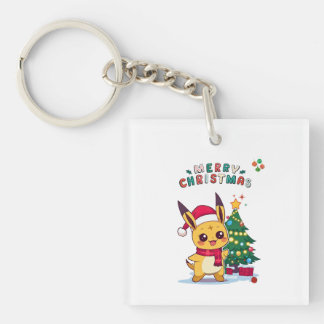 Kawaii Kerst Karakter | Vakantiekunst voor Anime Sleutelhanger