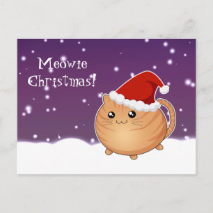 Kawaii kerst sinaasappel tabby kitty cat feestdagenkaart