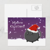 Kawaii kerst zwarte kat feestdagenkaart (Voorkant / Achterkant)