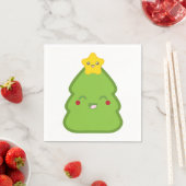 Kawaii kerstboom en Star Paper Napkins Servet (Insitu)
