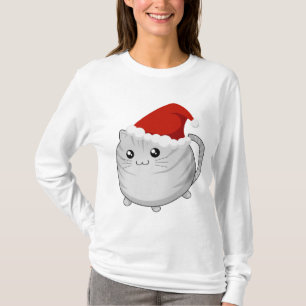 Kawaii kerstgrijze tafelklei kitty cat t-shirt