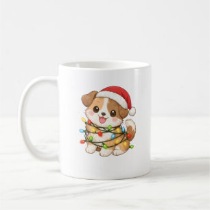 Kawaii Kersthond Mok met Santa Hoed