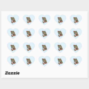 Kawaii Kerstkat Hartvormige Cadeau Stickers