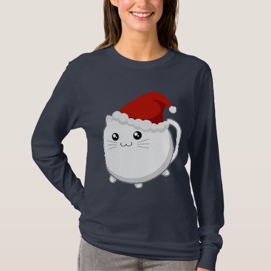 Kawaii kerstkatje t-shirt (Voorkant)