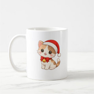 Kawaii Kerstkattenmok met Santa-hoed Koffiemok
