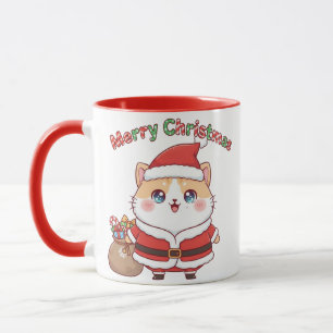 Kawaii Kerstman Kat Kerstmug Cadeau voor Kat Liefh Mok
