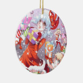 Kawaii Kerstmis Keramisch Ornament (Rechts)