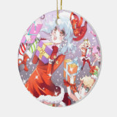 Kawaii Kerstmis Keramisch Ornament (Links)