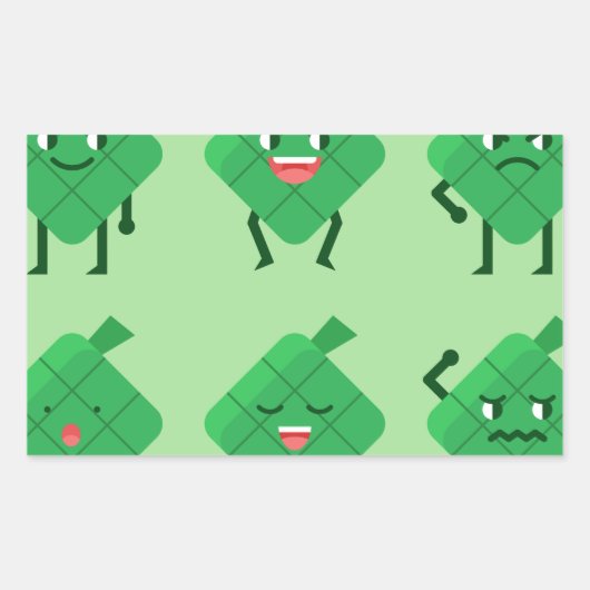 kawaii Ketupat Rechthoekige Sticker (Voorkant)